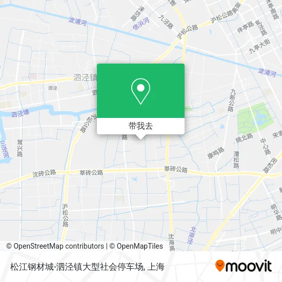 松江钢材城-泗泾镇大型社会停车场地图