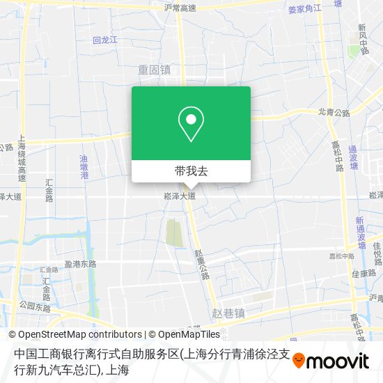 中国工商银行离行式自助服务区(上海分行青浦徐泾支行新九汽车总汇)地图