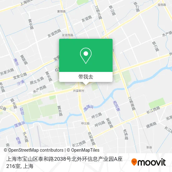 上海市宝山区泰和路2038号北外环信息产业园A座216室地图