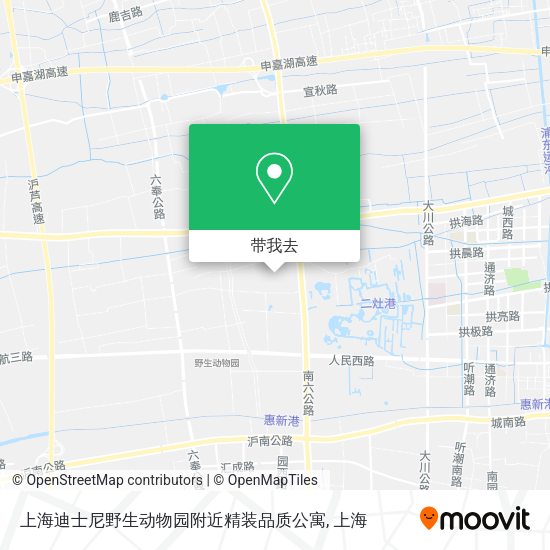 上海迪士尼野生动物园附近精装品质公寓地图