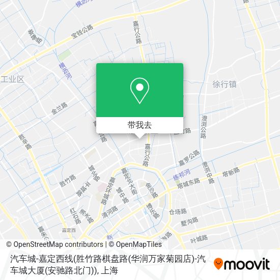 汽车城-嘉定西线(胜竹路棋盘路(华润万家菊园店)-汽车城大厦(安驰路北门))地图
