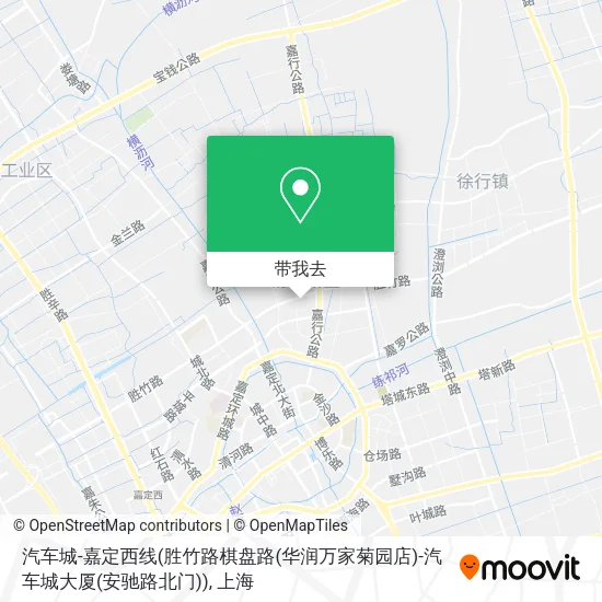 汽车城-嘉定西线(胜竹路棋盘路(华润万家菊园店)-汽车城大厦(安驰路北门))地图
