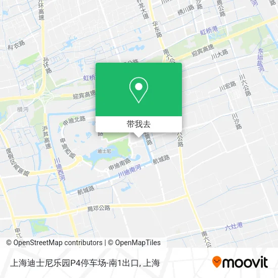 上海迪士尼乐园P4停车场-南1出口地图