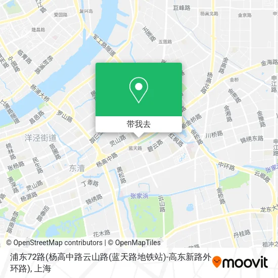 浦东72路(杨高中路云山路(蓝天路地铁站)-高东新路外环路)地图