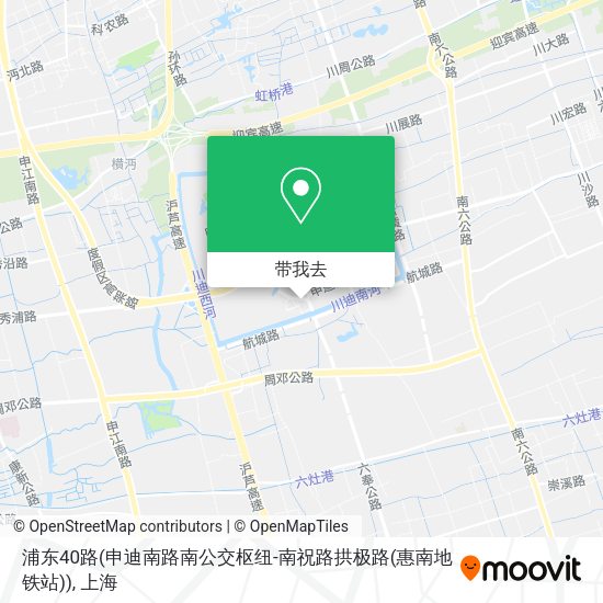 浦东40路(申迪南路南公交枢纽-南祝路拱极路(惠南地铁站))地图