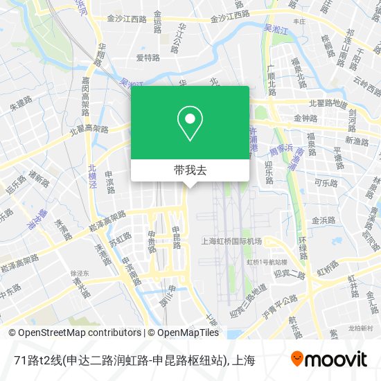 71路t2线(申达二路润虹路-申昆路枢纽站)地图