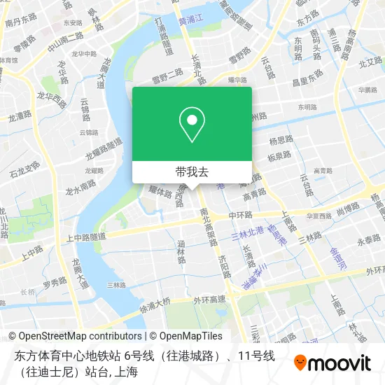 东方体育中心地铁站 6号线（往港城路）、11号线（往迪士尼）站台地图