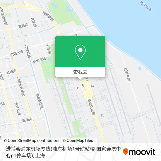 进博会浦东机场专线(浦东机场1号航站楼-国家会展中心p1停车场)地图