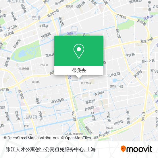 张江人才公寓创业公寓租凭服务中心地图