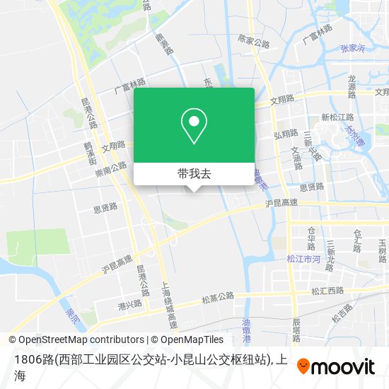 1806路(西部工业园区公交站-小昆山公交枢纽站)地图
