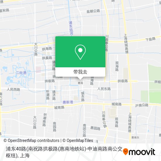 浦东40路(南祝路拱极路(惠南地铁站)-申迪南路南公交枢纽)地图