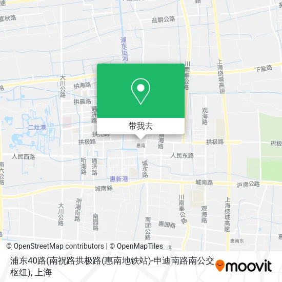 浦东40路(南祝路拱极路(惠南地铁站)-申迪南路南公交枢纽)地图