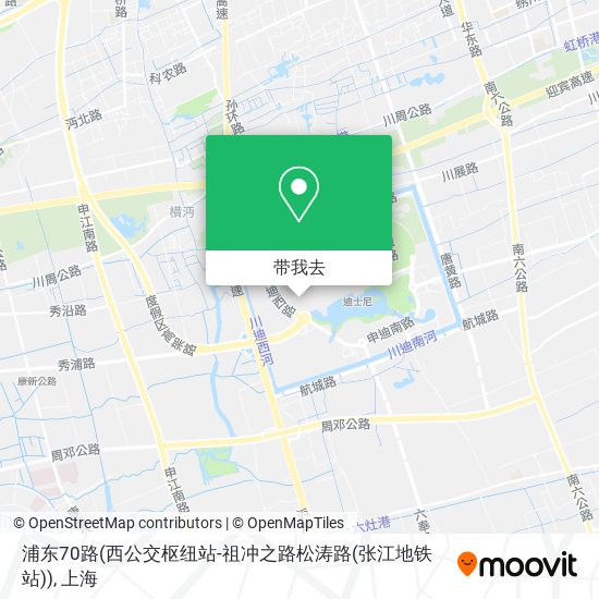 浦东70路(西公交枢纽站-祖冲之路松涛路(张江地铁站))地图