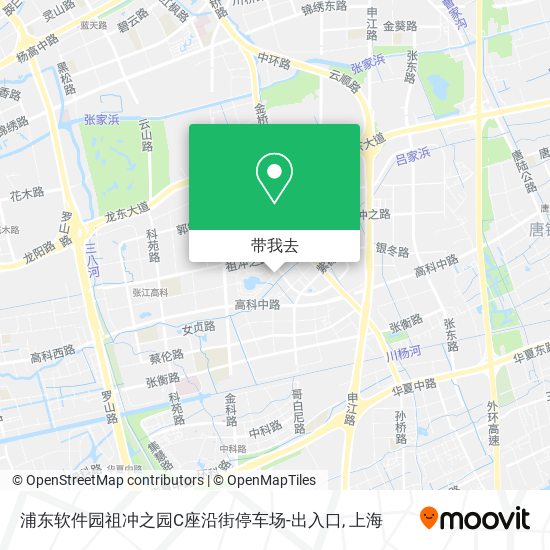 浦东软件园祖冲之园C座沿街停车场-出入口地图