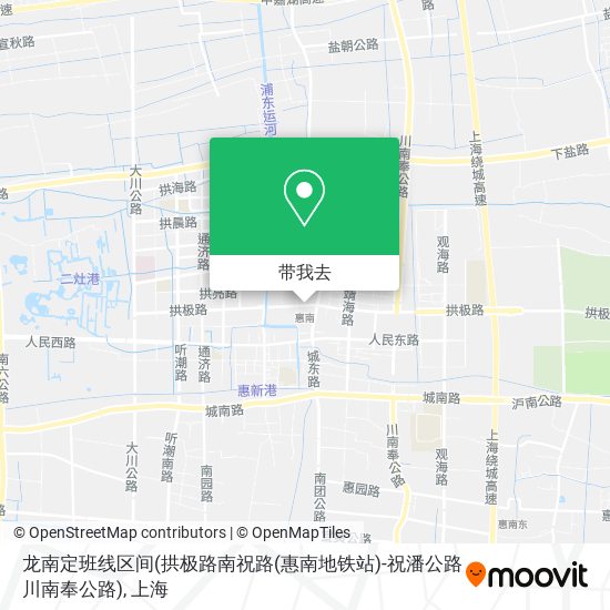 龙南定班线区间(拱极路南祝路(惠南地铁站)-祝潘公路川南奉公路)地图