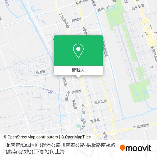 龙南定班线区间(祝潘公路川南奉公路-拱极路南祝路(惠南地铁站)(下客站))地图