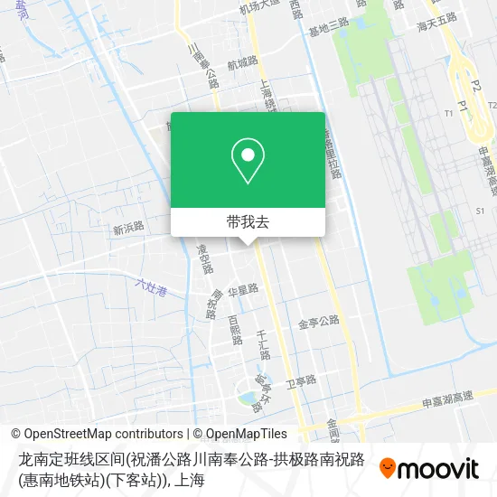 龙南定班线区间(祝潘公路川南奉公路-拱极路南祝路(惠南地铁站)(下客站))地图
