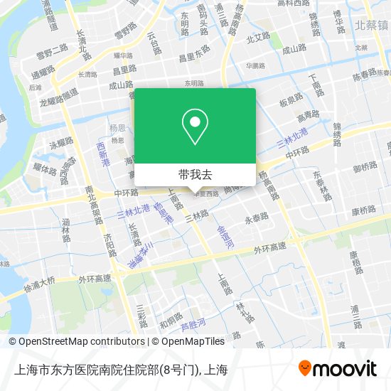 上海市东方医院南院住院部(8号门)地图