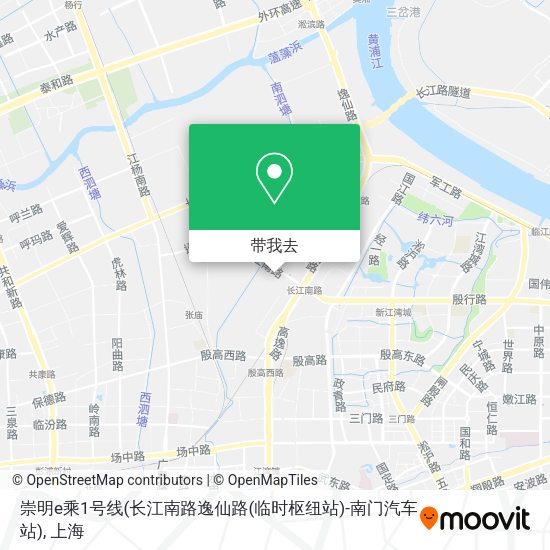 崇明e乘1号线(长江南路逸仙路(临时枢纽站)-南门汽车站)地图