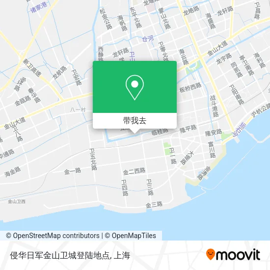 侵华日军金山卫城登陆地点地图