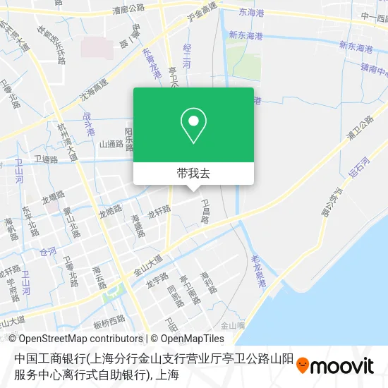 中国工商银行(上海分行金山支行营业厅亭卫公路山阳服务中心离行式自助银行)地图