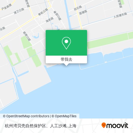 杭州湾贝壳自然保护区、人工沙滩地图