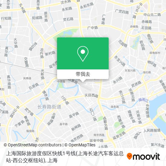 上海国际旅游度假区快线1号线(上海长途汽车客运总站-西公交枢纽站)地图