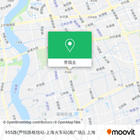 955路(芦恒路枢纽站-上海火车站(南广场))地图
