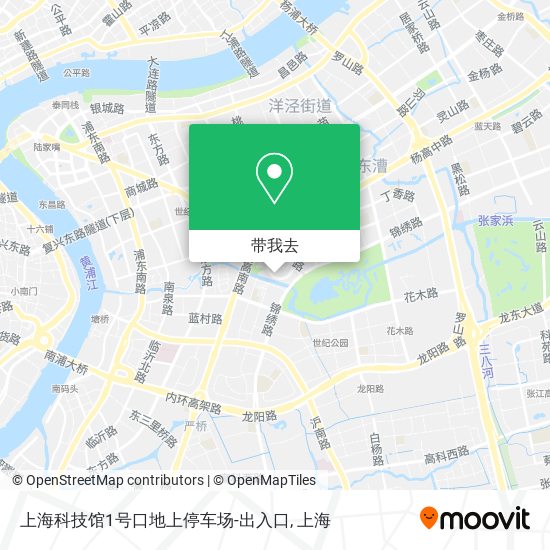 上海科技馆1号口地上停车场-出入口地图