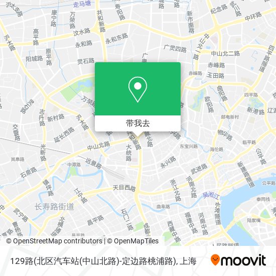 129路(北区汽车站(中山北路)-定边路桃浦路)地图
