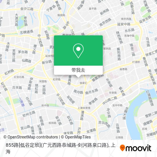 855路[低谷定班](广元西路恭城路-剑河路泉口路)地图