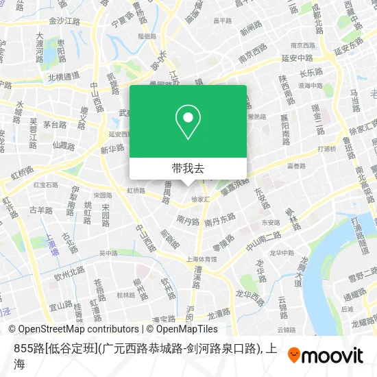 855路[低谷定班](广元西路恭城路-剑河路泉口路)地图