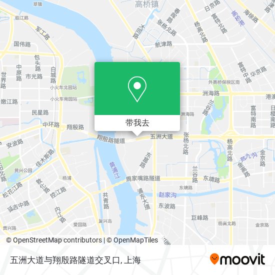 五洲大道与翔殷路隧道交叉口地图