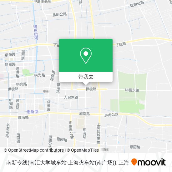 南新专线(南汇大学城车站-上海火车站(南广场))地图