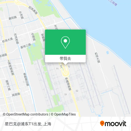 星巴克@浦东T1出发地图
