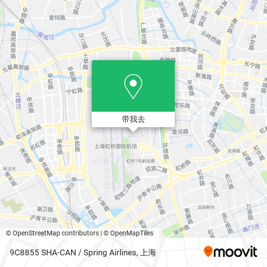9C8855 SHA-CAN / Spring Airlines地图