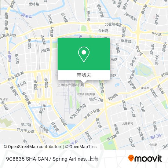 9C8835 SHA-CAN / Spring Airlines地图