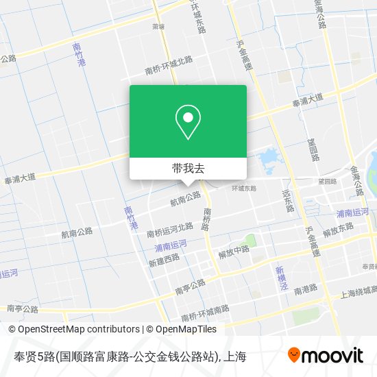 奉贤5路(国顺路富康路-公交金钱公路站)地图