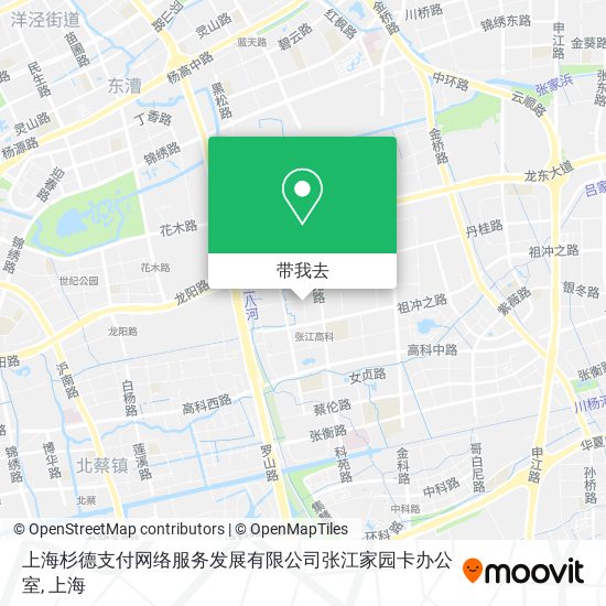 上海杉德支付网络服务发展有限公司张江家园卡办公室地图