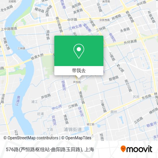 576路(芦恒路枢纽站-曲阳路玉田路)地图