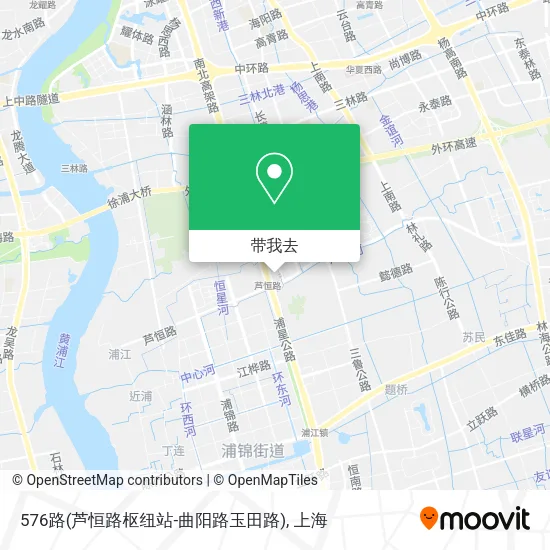 576路(芦恒路枢纽站-曲阳路玉田路)地图