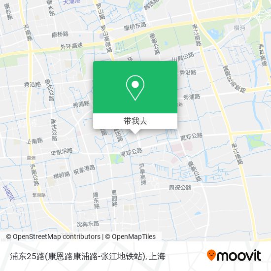 浦东25路(康恩路康浦路-张江地铁站)地图