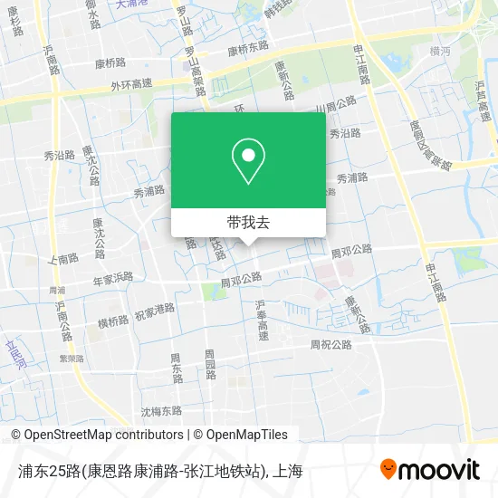 浦东25路(康恩路康浦路-张江地铁站)地图