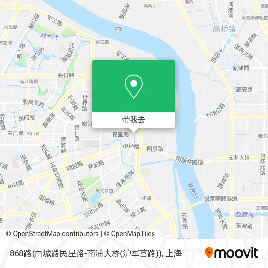 868路(白城路民星路-南浦大桥(沪军营路))地图