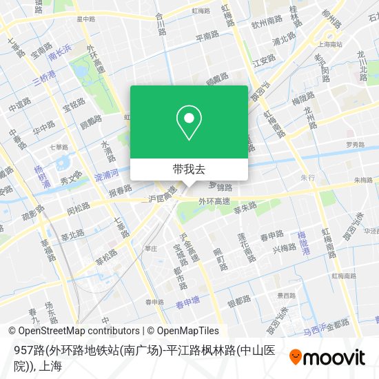 957路(外环路地铁站(南广场)-平江路枫林路(中山医院))地图