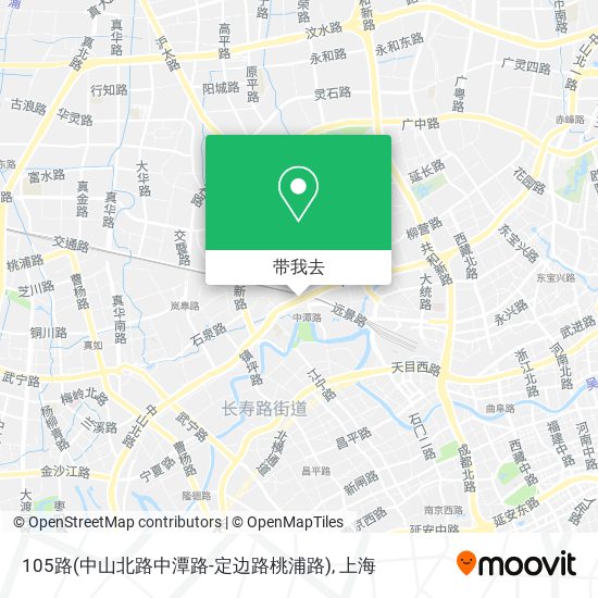 105路(中山北路中潭路-定边路桃浦路)地图
