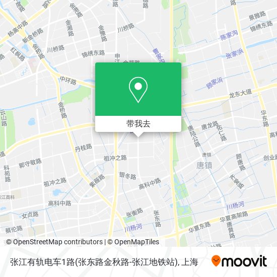 张江有轨电车1路(张东路金秋路-张江地铁站)地图