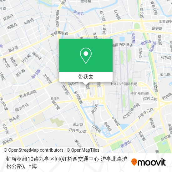 虹桥枢纽10路九亭区间(虹桥西交通中心-沪亭北路沪松公路)地图