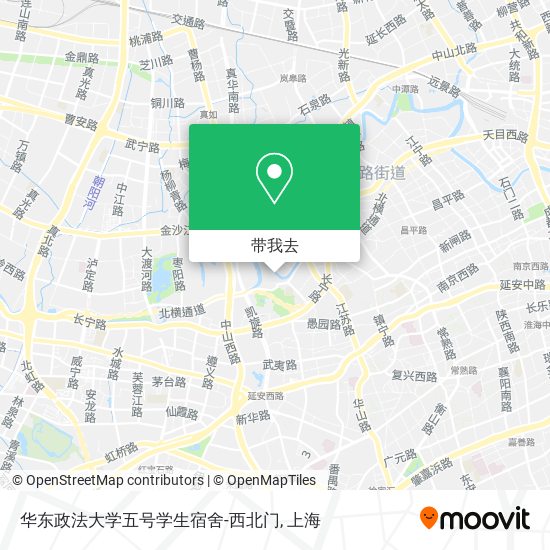 华东政法大学五号学生宿舍-西北门地图