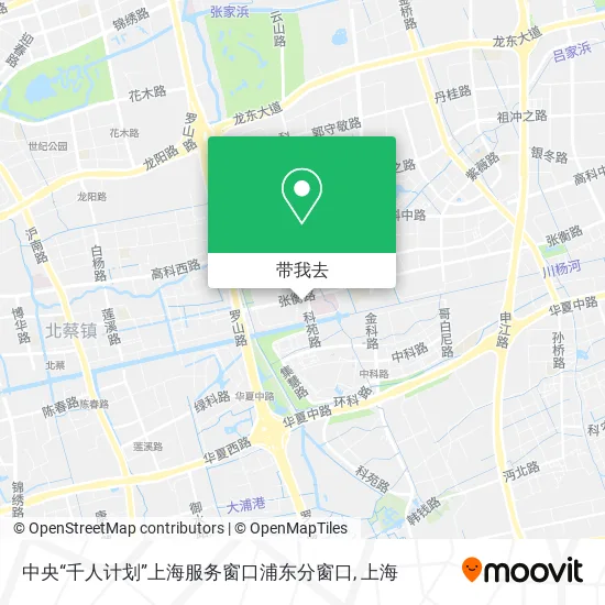 中央“千人计划”上海服务窗口浦东分窗口地图